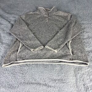 Eddie Bauer Womens 2XL Gray Marl Sweater Fleece Snap Mock Neck Pullover Pockets